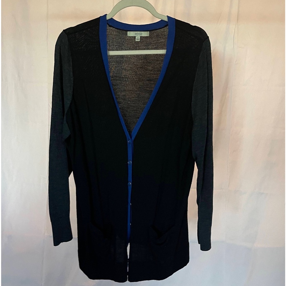Blue, Gray, and Royal Blue Button Up Cardigan